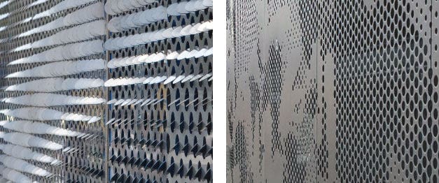 LOUVERED PERFORATIONS (LEFT) PROVIDE ENHANCED CONTRAST COMPARED WITH STANDARD PERFORATION (RIGHT).