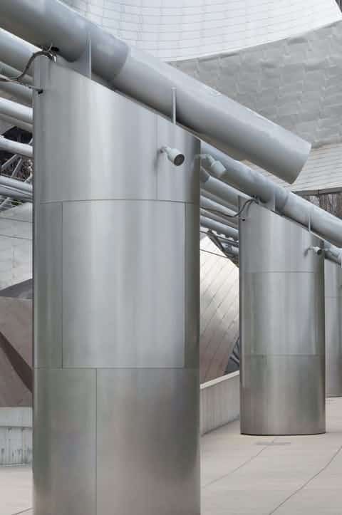 STAINLESS STEEL ROUND COLUMN COVERINGS FOR THE PRITZKER PAVILION