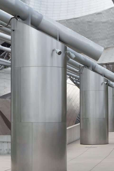 column-cladding-chicago STAINLESS STEEL ROUND COLUMN COVERINGS FOR THE PRITZKER PAVILION