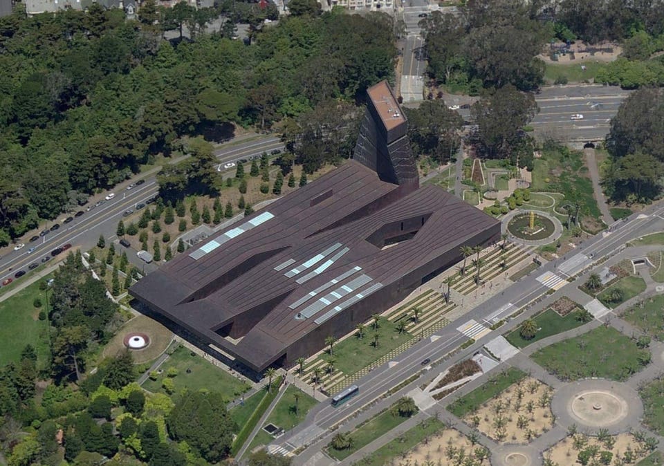 THE DE YOUNG MUSEUM IN SAN FRANCISCO. ZAHNER OWNED THE ENTIRE EXTERIOR COPPER SKIN AND GLAZING.