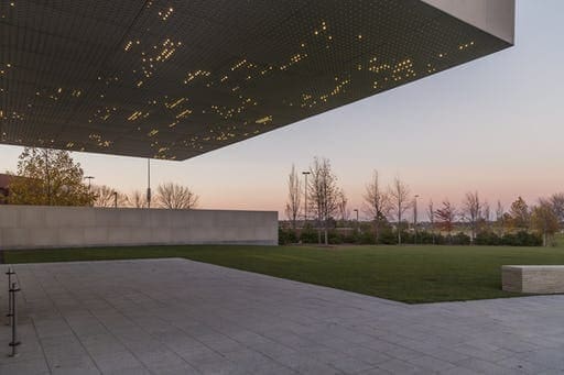 The kinetic lighting of the Nerman Museum, manufactured by Zahner for artist Leo Villareal.