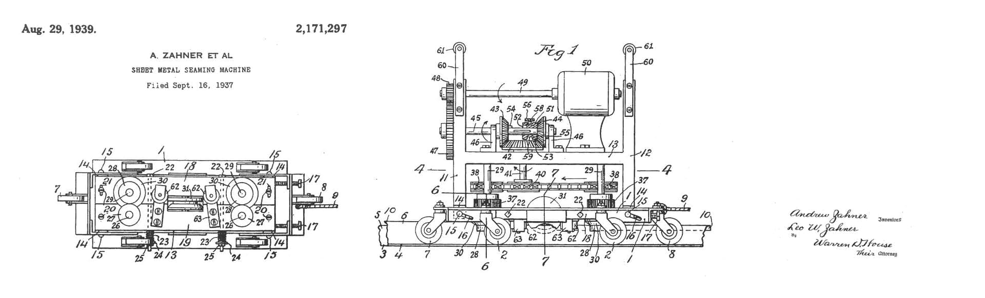 PATENT FOR THE SHEET METAL SEAMING MACHINE