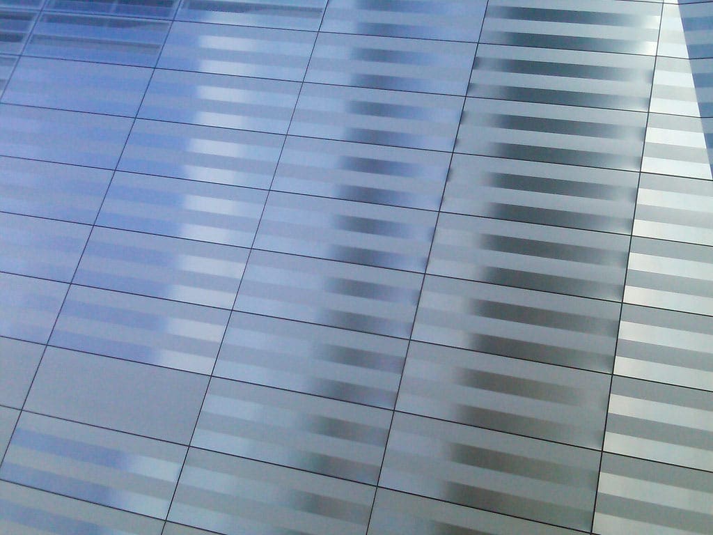 Detail of the National September 11 Museum stainless steel surface