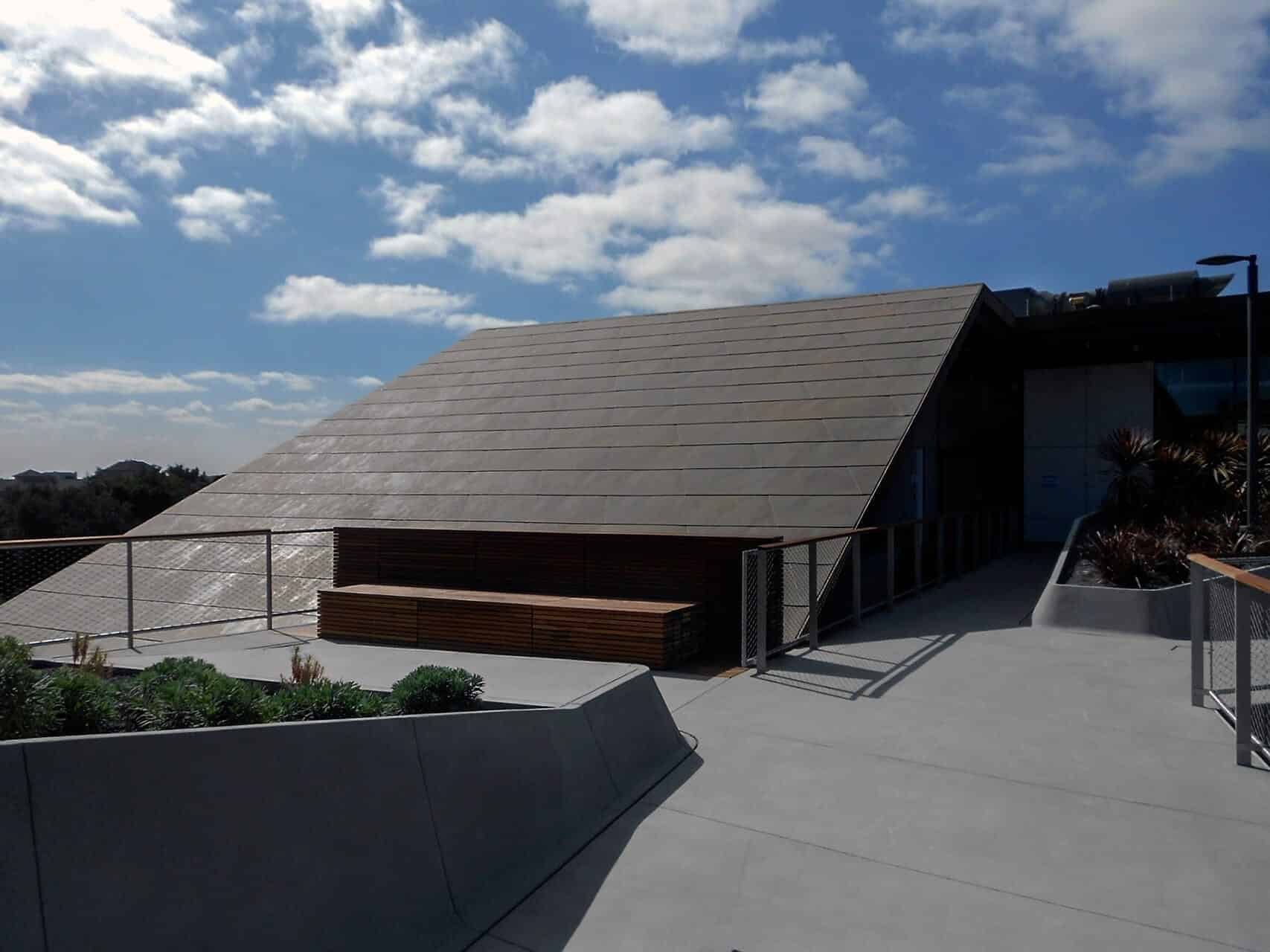 Zinc roof with a custom patina, McMurtry Building in California.