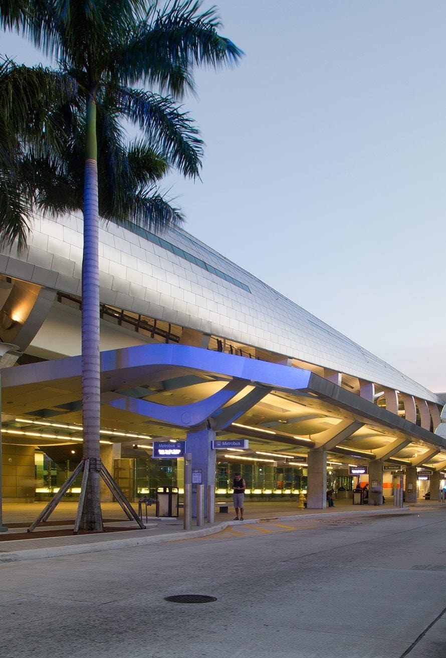 Miami Intermodal Center metal clad ZEPPS® panels with Angel Hair® Stainless Steel. Angel Hair® Stainless Steel on the Miami Intermodal Center