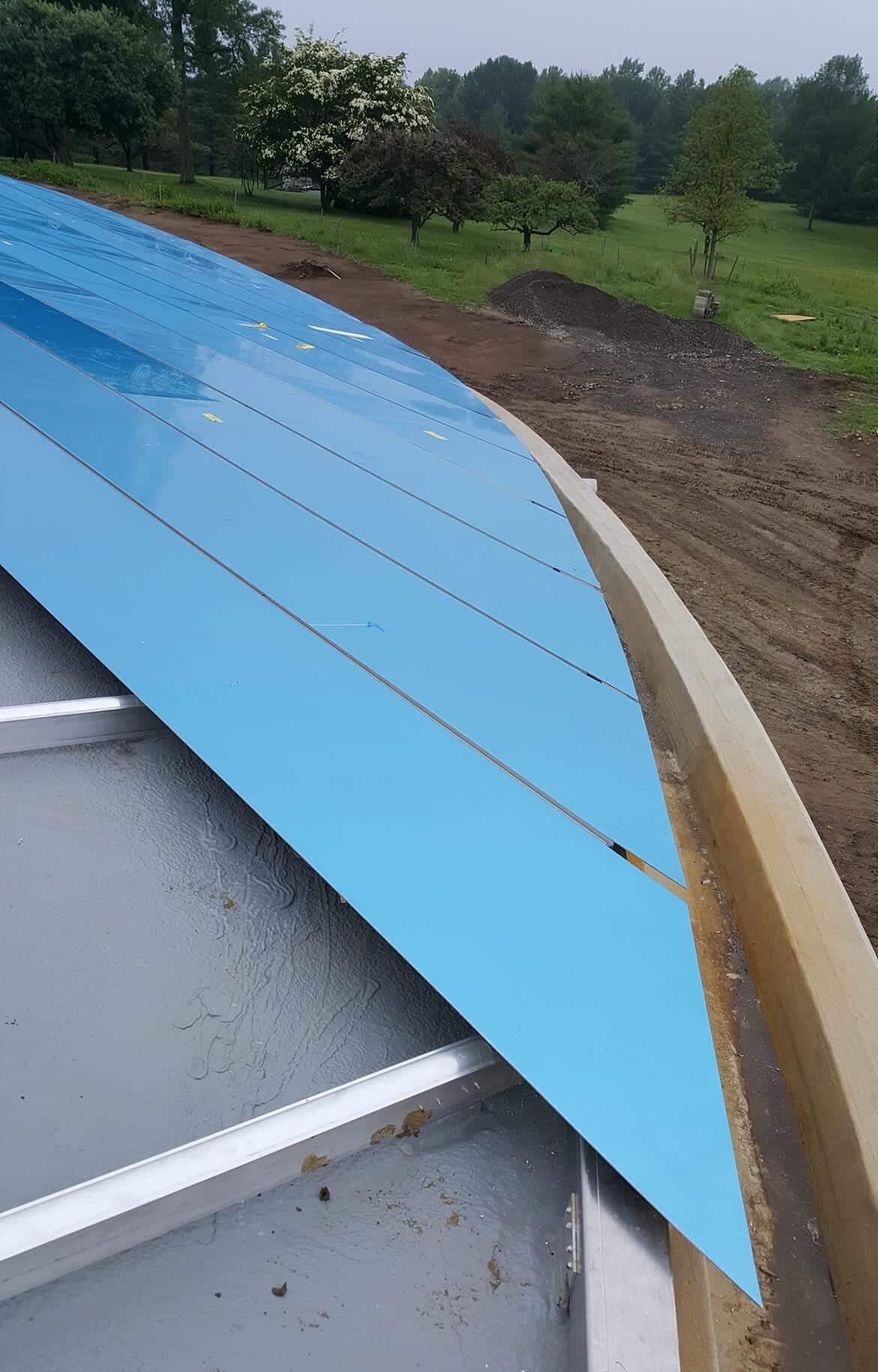 Details of the Grace Farms roof system during construction