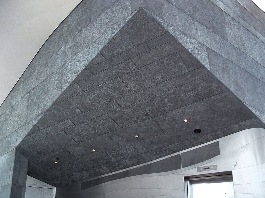 Geometric zinc panels on the Hunter Museum.