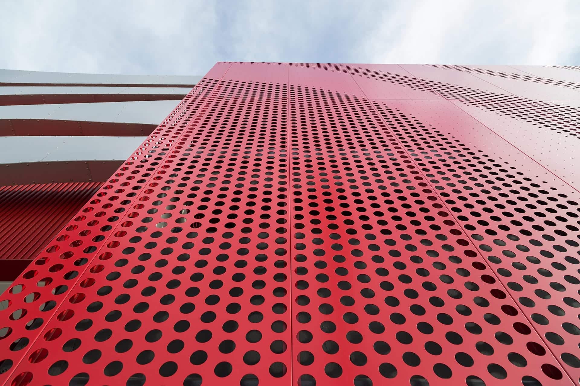 Detail of the screenwall facade of the Petersen Automotive Museum.