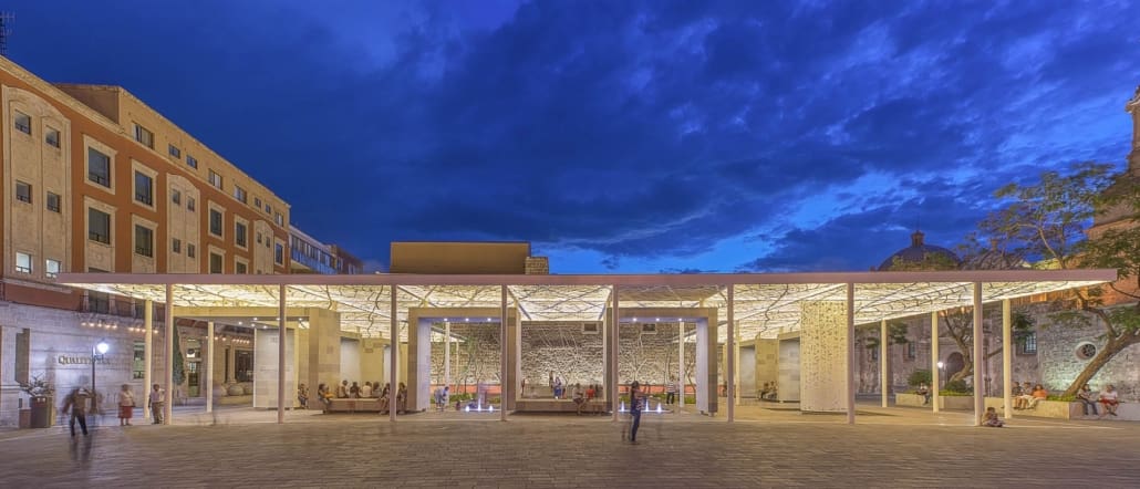 The Patio de las Jacarandas provides a place to gather in Aguascalientes.
