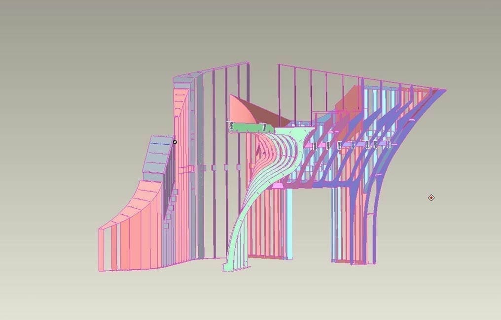 CAD-view of the Hunter Interior Staircase, with rendered ZEPPS® Components.