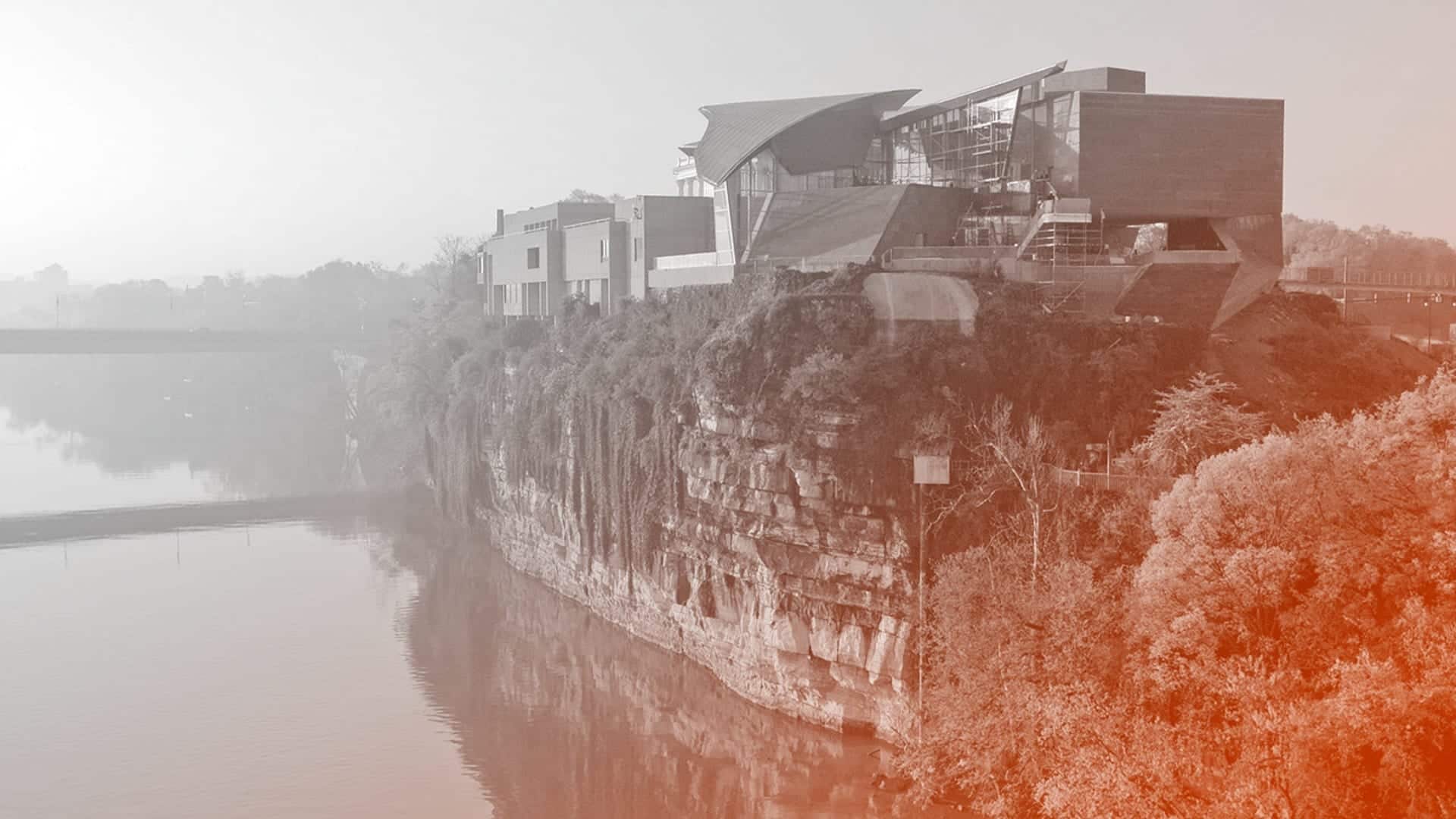 View of the Hunter Museum of American Art at sunrise.