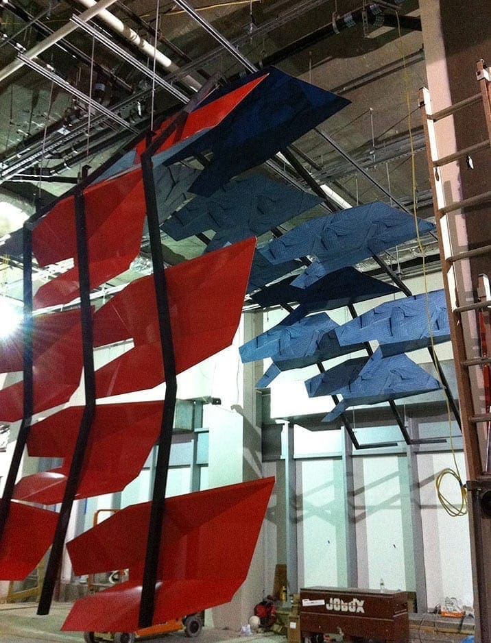 Installation of the printed aluminum fabrications.