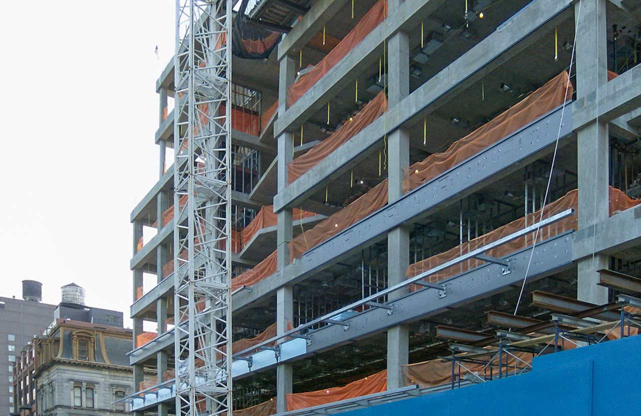 Basic structure beneath the Cooper Union's facade during construction.