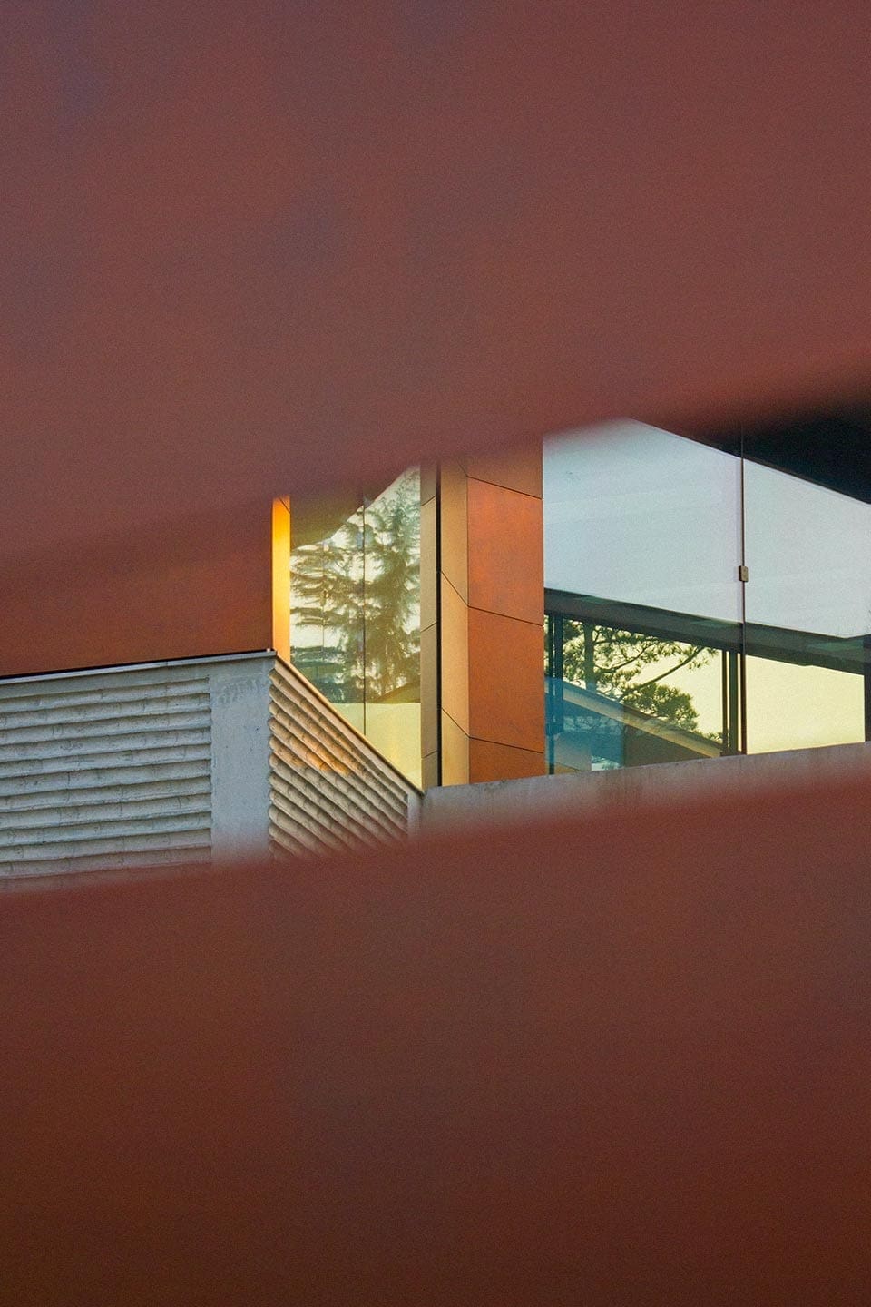 View through the slats of the Daeyang Gallery entrance.
