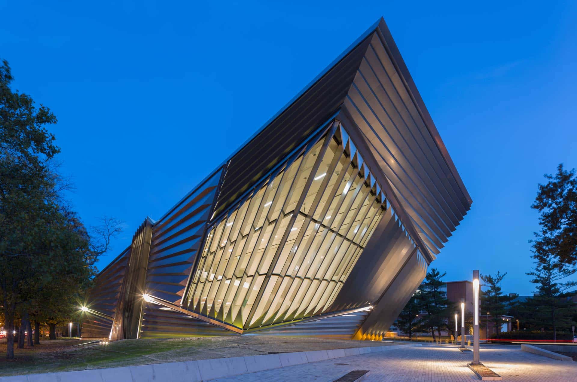 The Eli & Edythe Broad Museum at night