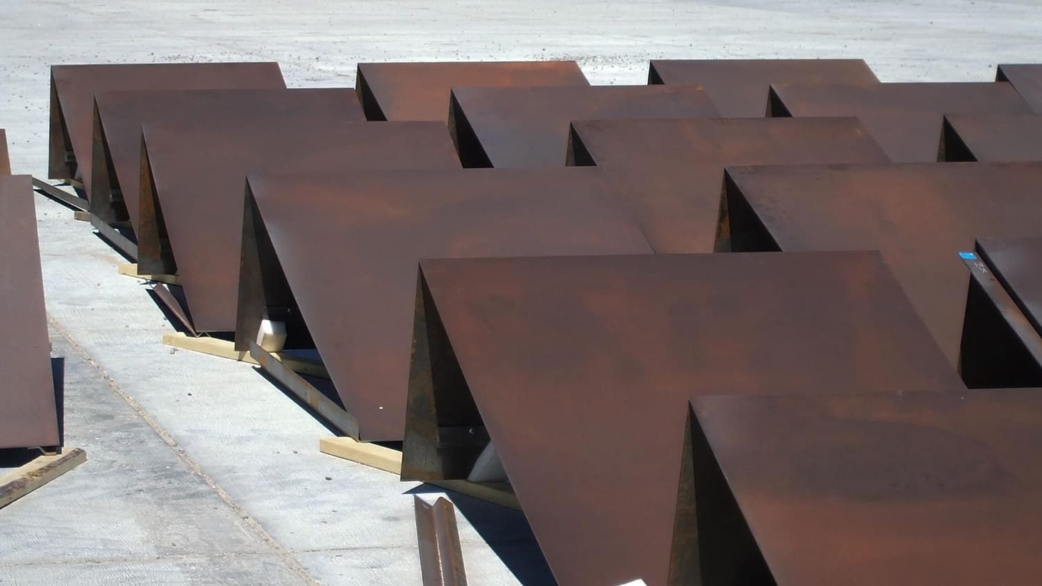 Photograph of the header panels before installation on Spaceport America