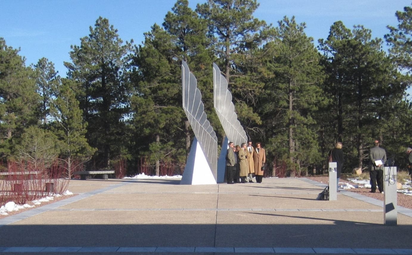 Winged Refuge Sculpture at the Air Force Academy at Colorado Springs, by artist John Lajba.