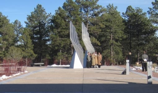 Winged Refuge Sculpture at the Air Force Academy at Colorado Springs, by artist John Lajba.
