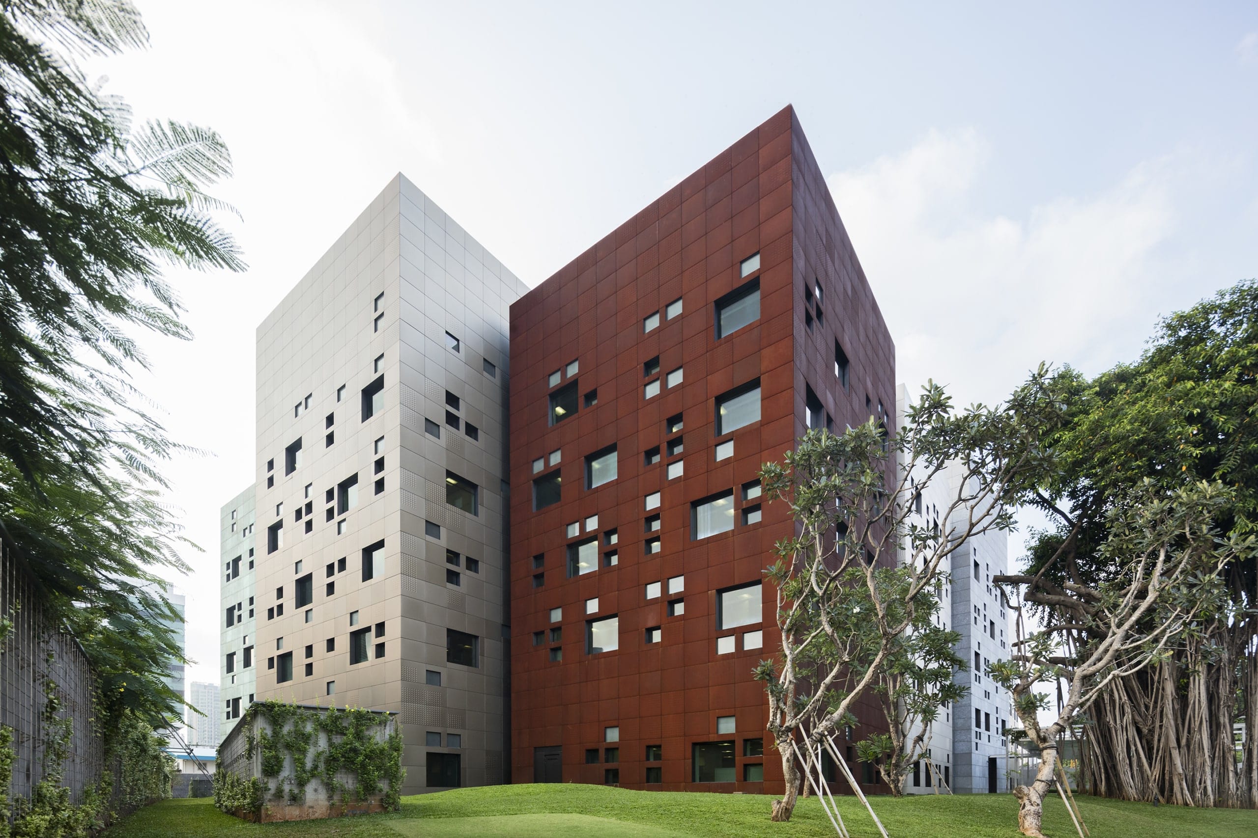 The Australian Embassy in Jakarta features a variety of metal surfaces.