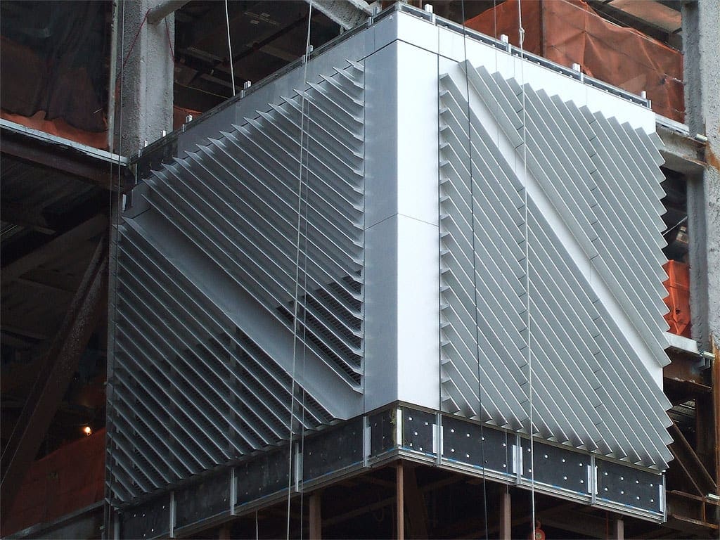 Columbia University's first installed aluminum panels.