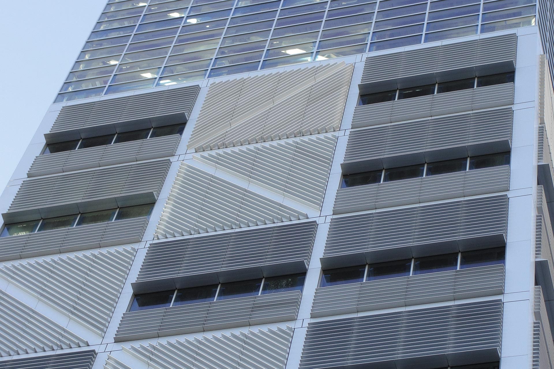 Detail of the aluminum facade system used on Columbia University Northwest Corner Building.
