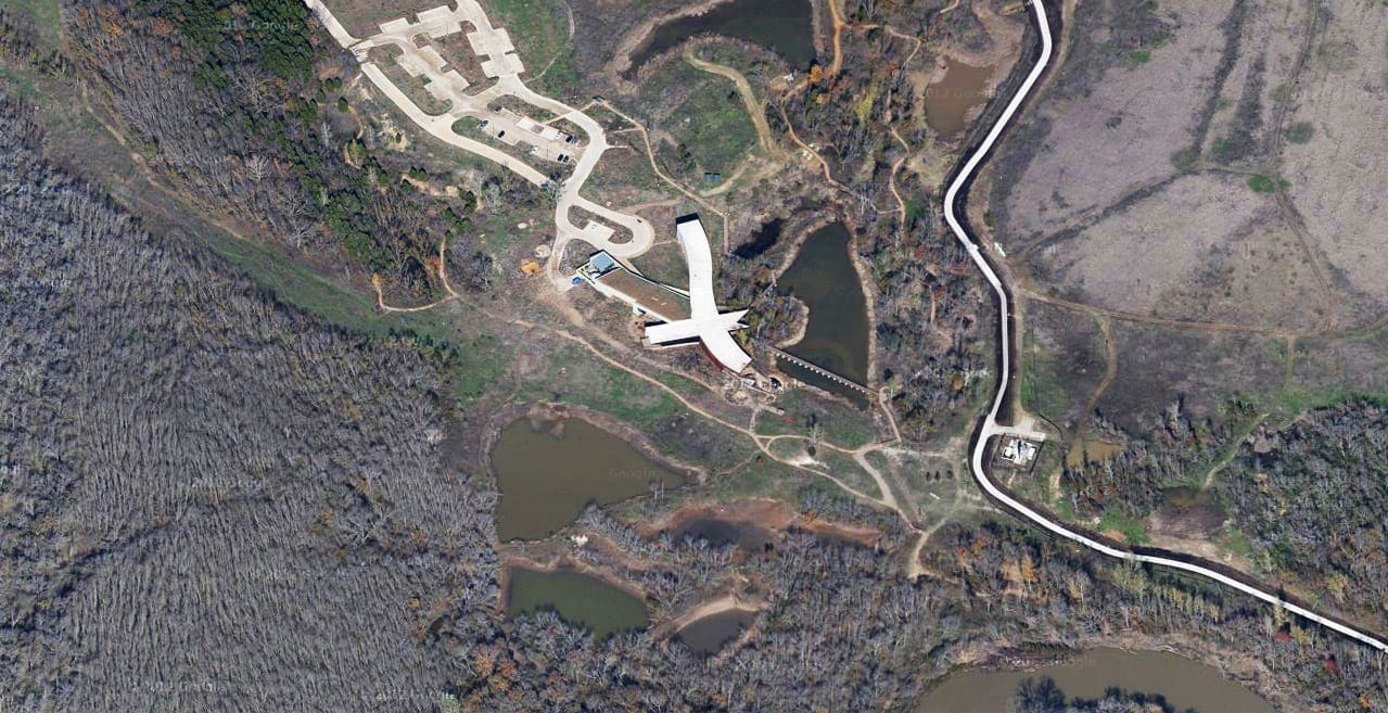 Aerial photograph of the Trinity River Audubon site.