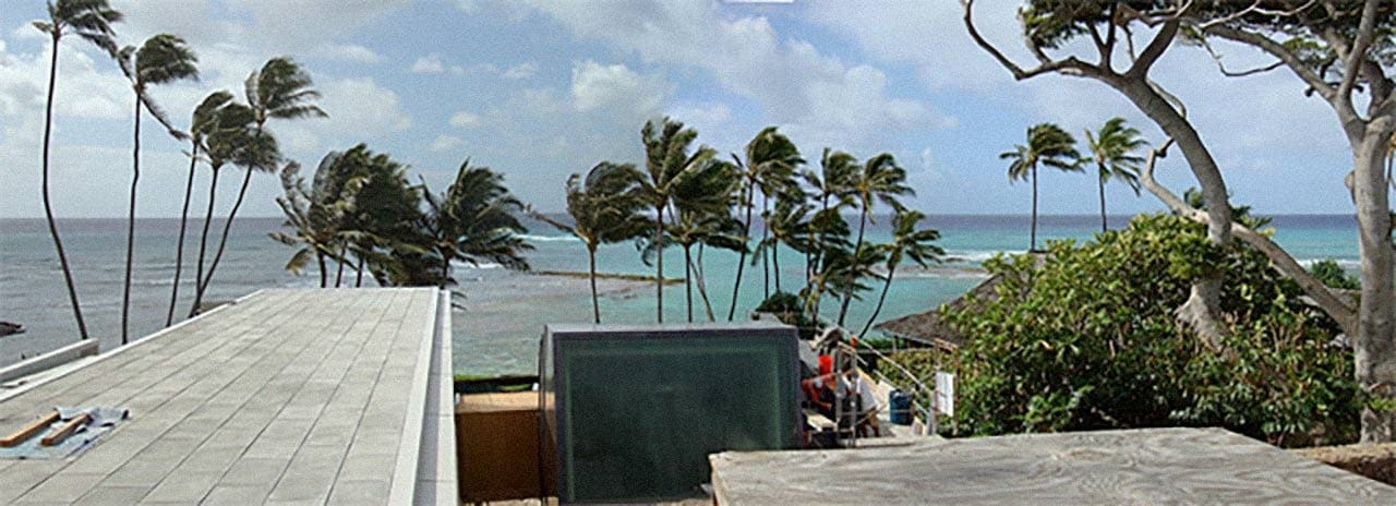 Panoramic photo of the Waipolu Gallery and Studio during construction