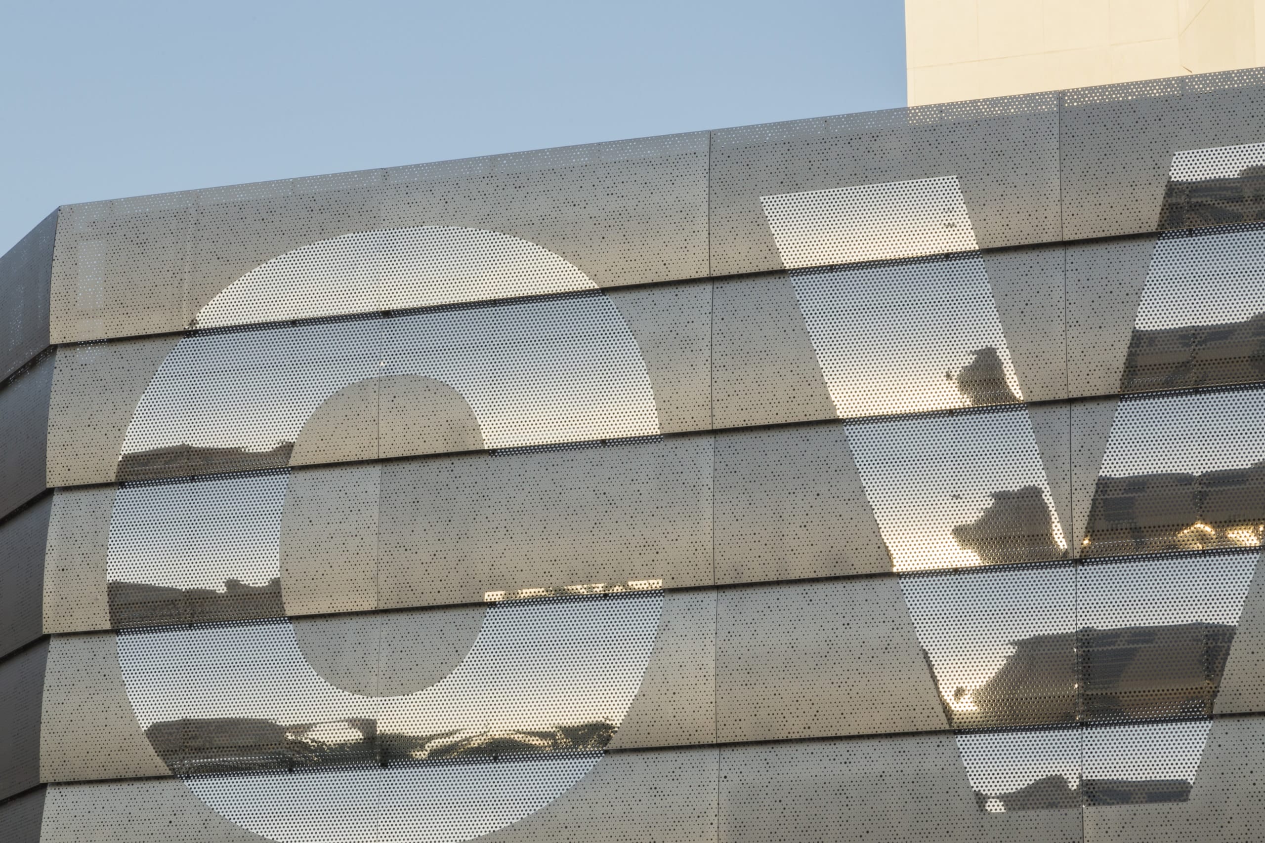 Detail of the stainless steel panels for CVS pharmacy, Las Vegas