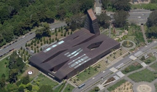 THE DE YOUNG MUSEUM IN SAN FRANCISCO. ZAHNER OWNED THE ENTIRE EXTERIOR COPPER SKIN AND GLAZING.