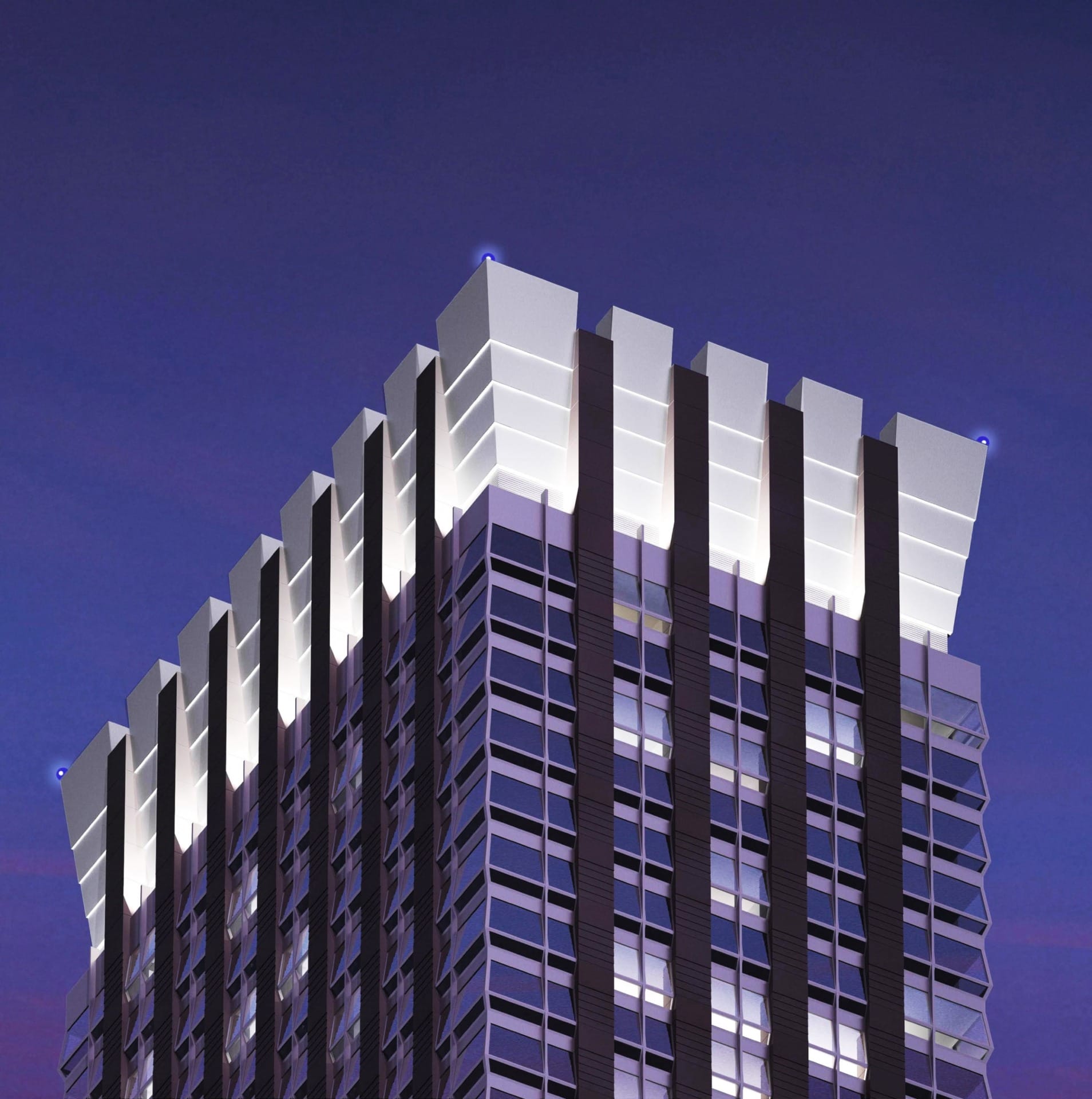 Architect's rendering of the high-rise design, a crown adornment of massive scale.