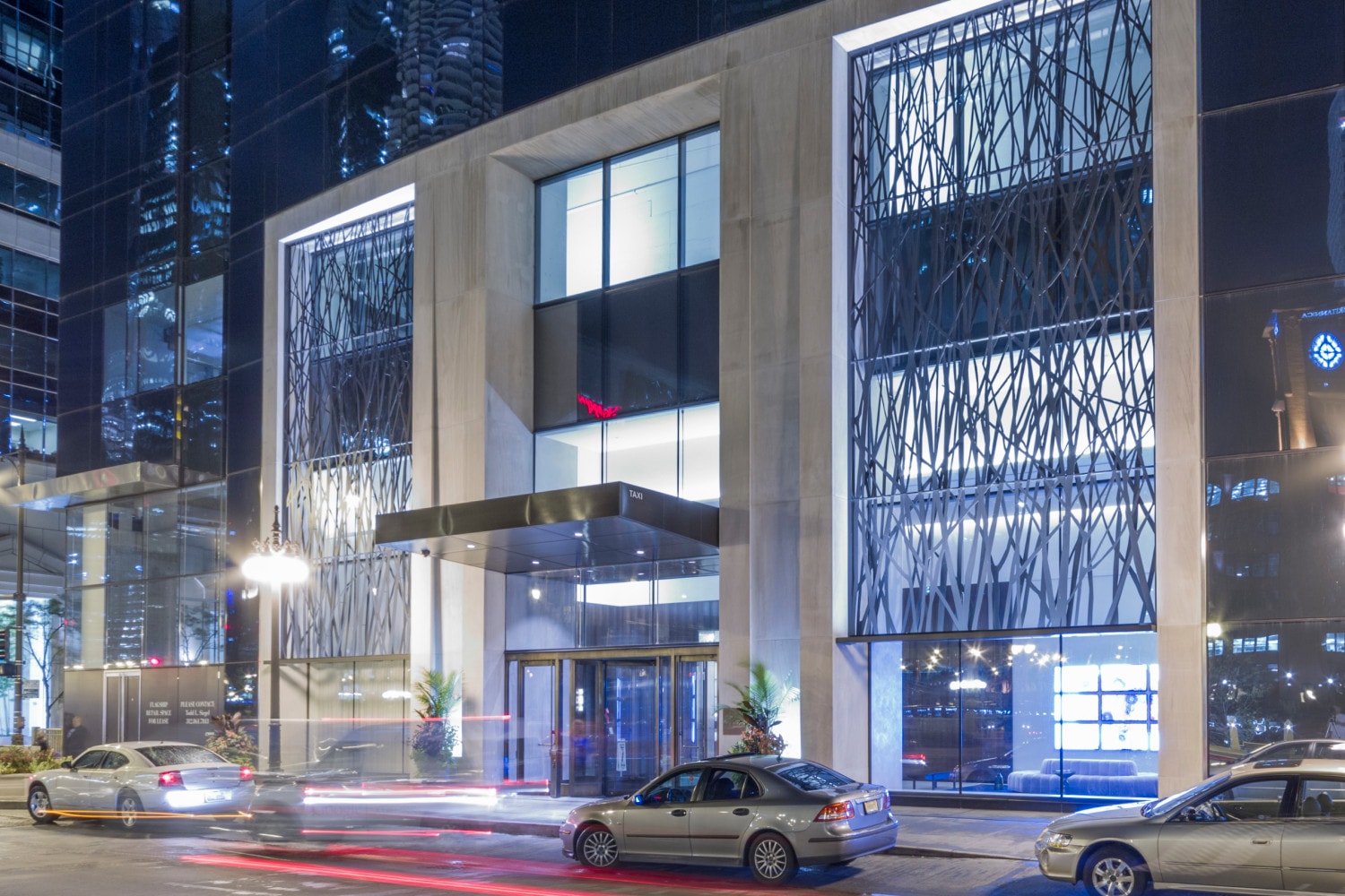 OneEleven at night in Chicago, Illinois.