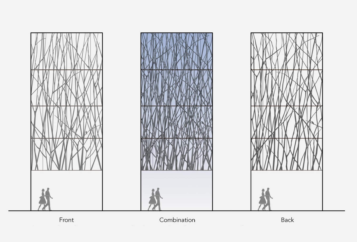 Architect's rendering of the right (West) panel system