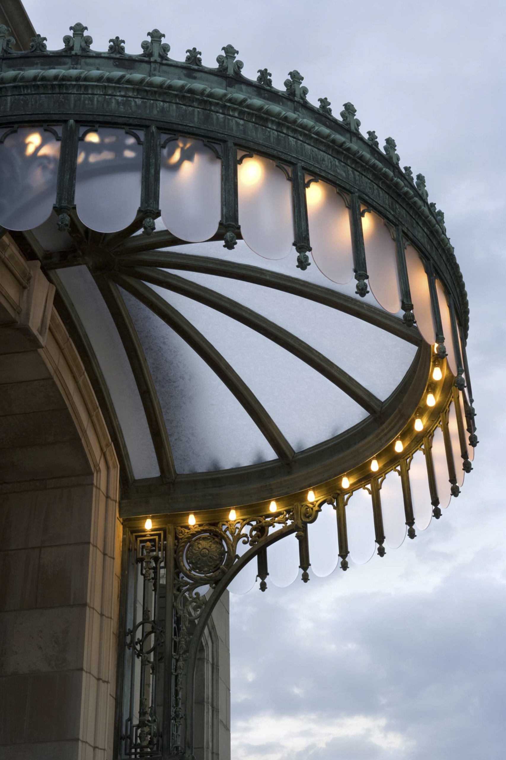 Corinthian Hall historic restoration with replacement glass and patinated copper-alloy. CORINTHIAN HALL HISTORIC RESTORATION WITH REPLACEMENT GLASS AND PATINATED COPPER-ALLOY.