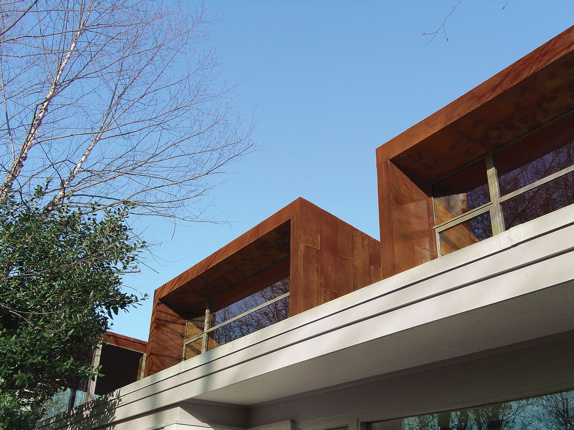 Details of the Solanum Steel exterior cladding on the Arkansas House.