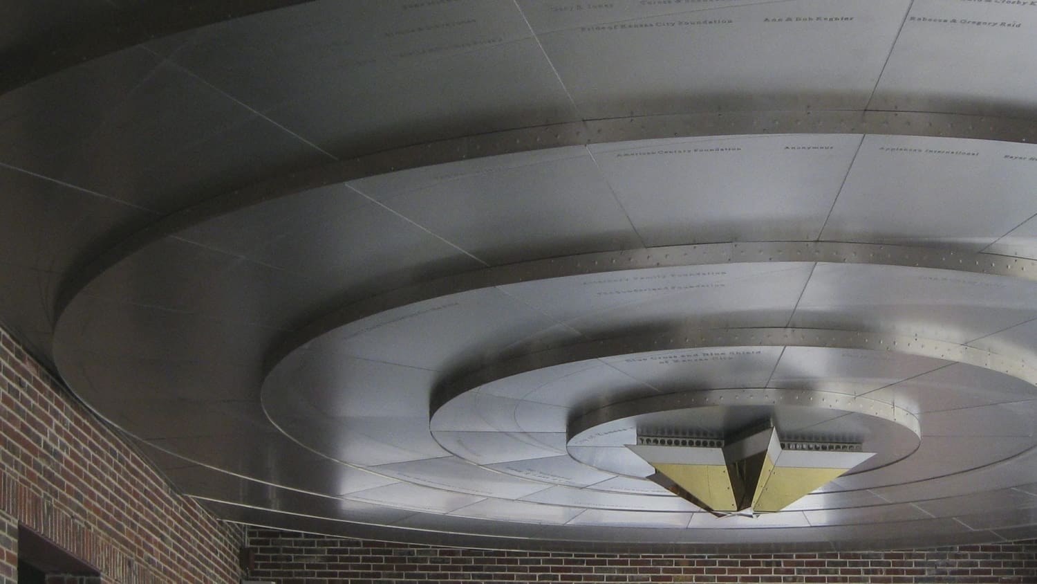 Detail of the metal ceiling system made for the Starlight Theatre Donor's Circle