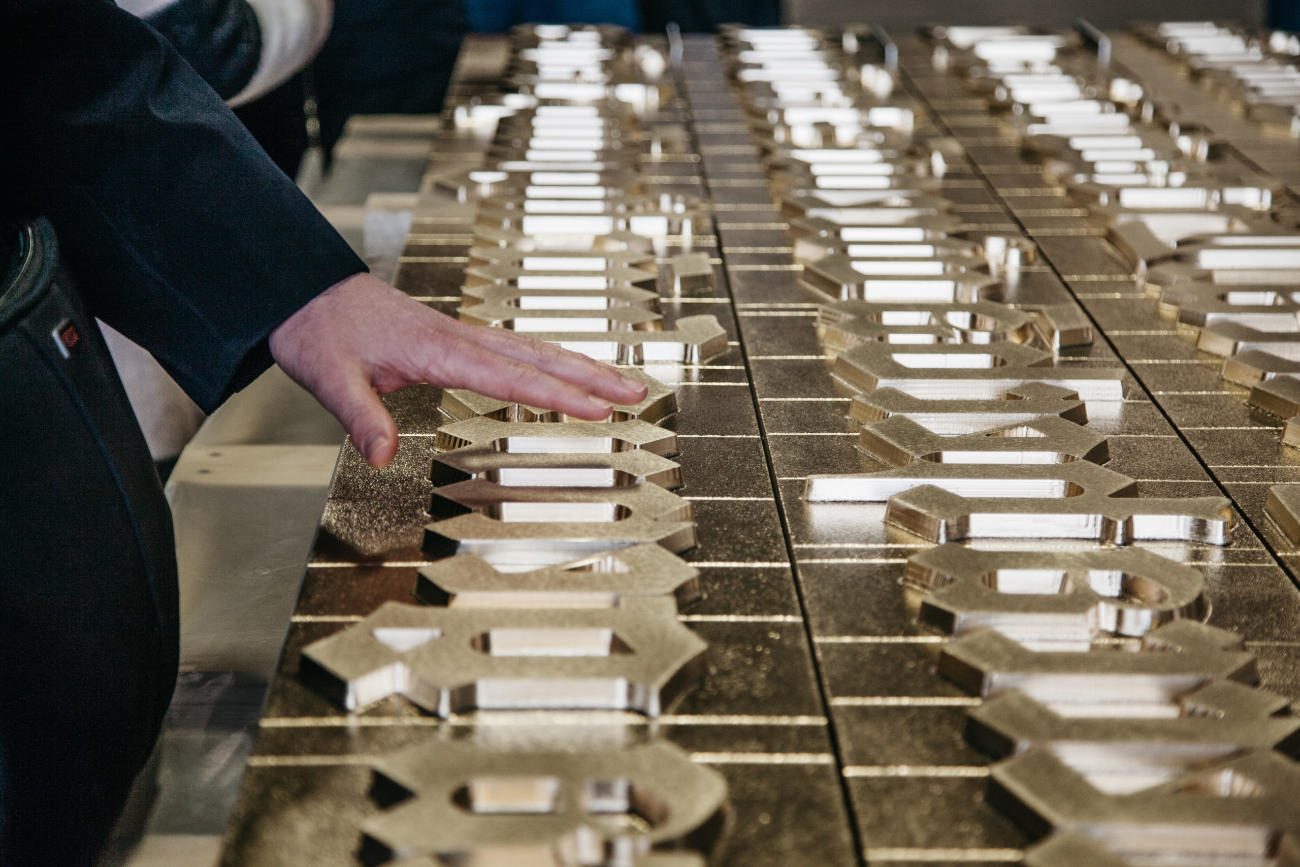 Bronze panels prior to patina application. Museum of the Bible BRONZE PANELS PRIOR TO PATINA APPLICATION.