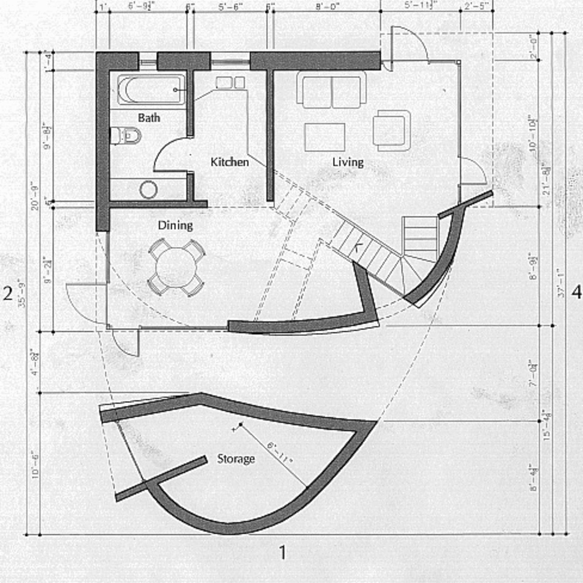 Drawings of the Turbulence House.