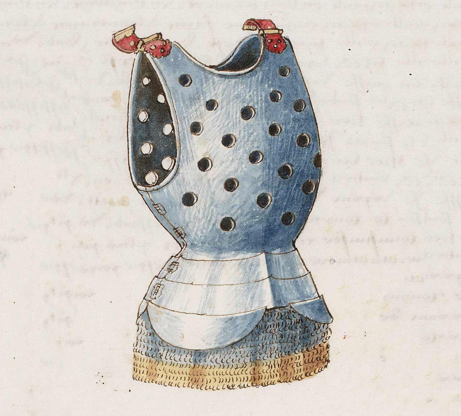15th century medieval cuirass used in special tournaments and festivals, perforated for its lighter weight and ventilation.