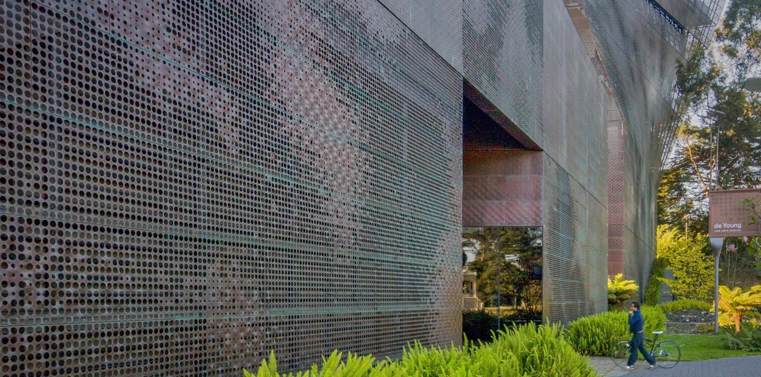The de Young Museum in California, early example of digitally defined picture perforated metal.