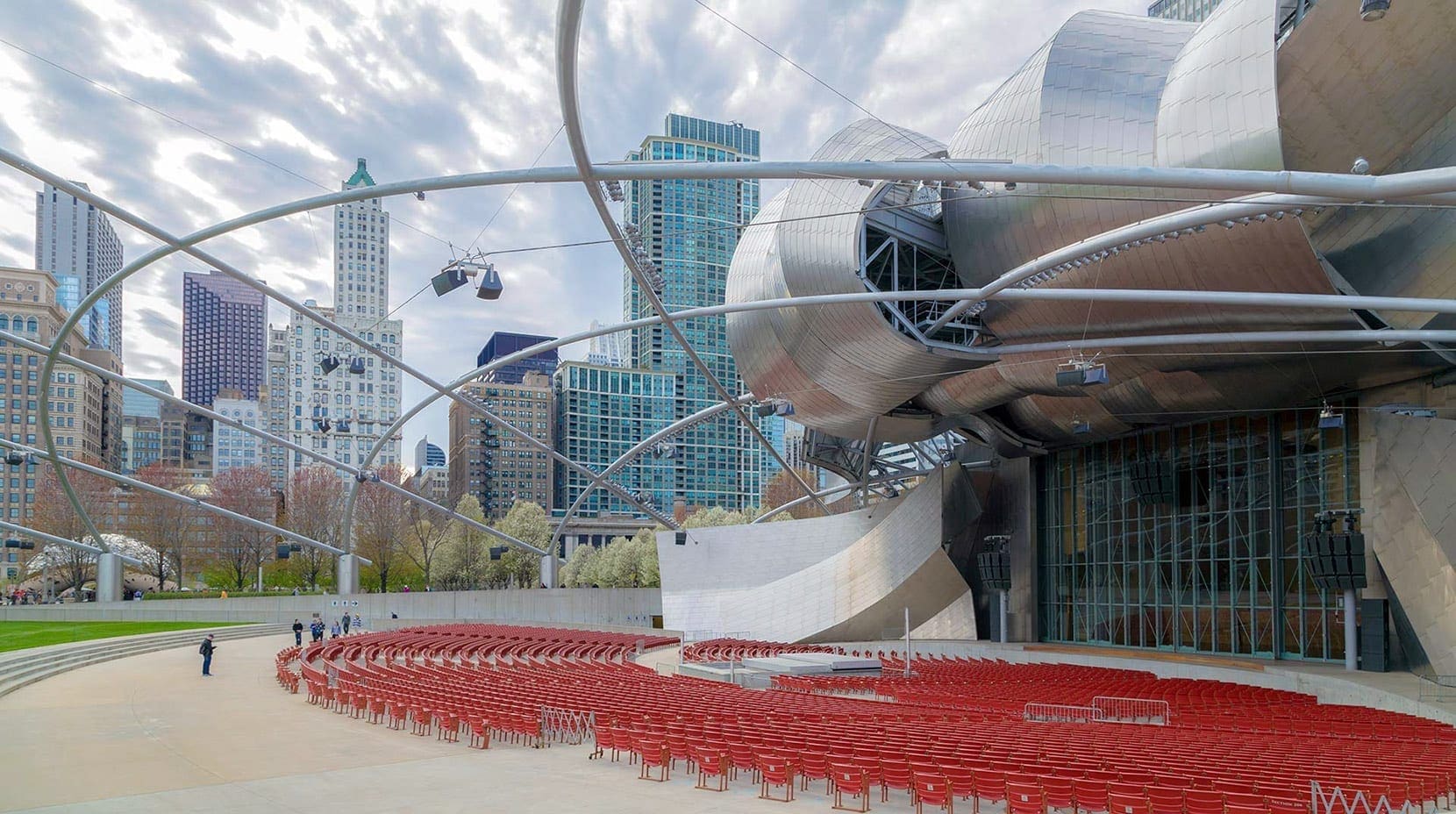 Pritzker Pavilion at Millennium Park. Zahner engineered and manufactured the complex canopy system.