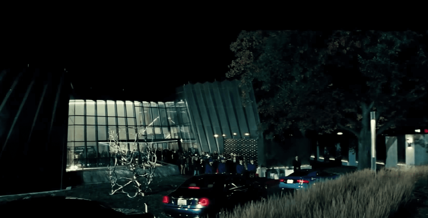 Film still from Batman Vs. Superman featuring The Eli and Edythe Broad Art Museum as Lex Luthor's home.
