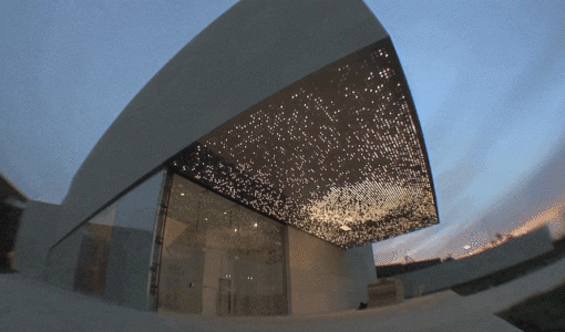 Looping animation of the Nerman Museum kinetic light display by artist Leo Villareal.