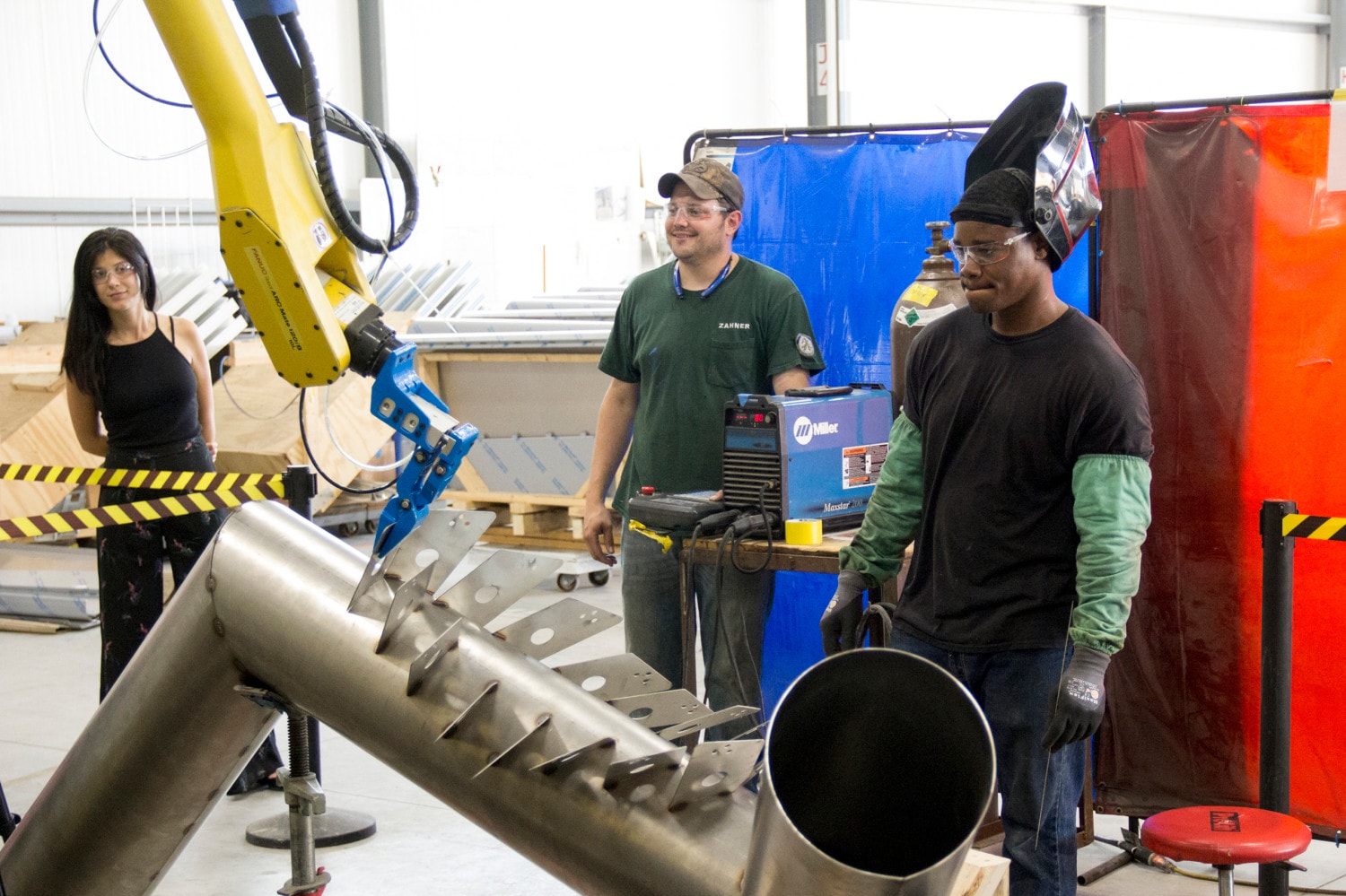 Left: Pictured left to right: Burcin Nalinci, Caleb Phillips, Kedric Rowe. Right: Workflow Sequence
