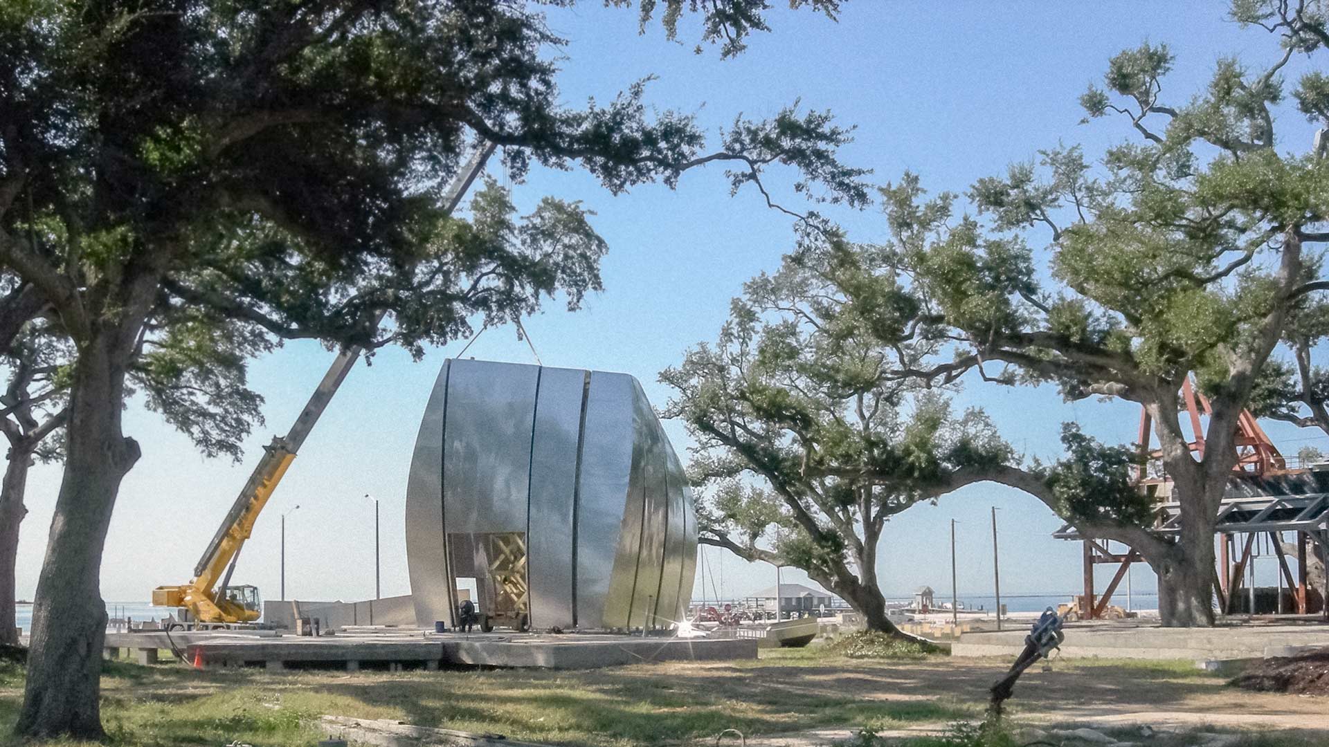 Gehry's Pods at the Ohr-O'Keefe Museum of Art, during construction.
