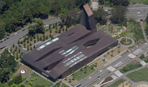 THE DE YOUNG MUSEUM IN SAN FRANCISCO. ZAHNER OWNED THE ENTIRE EXTERIOR COPPER SKIN AND GLAZING.