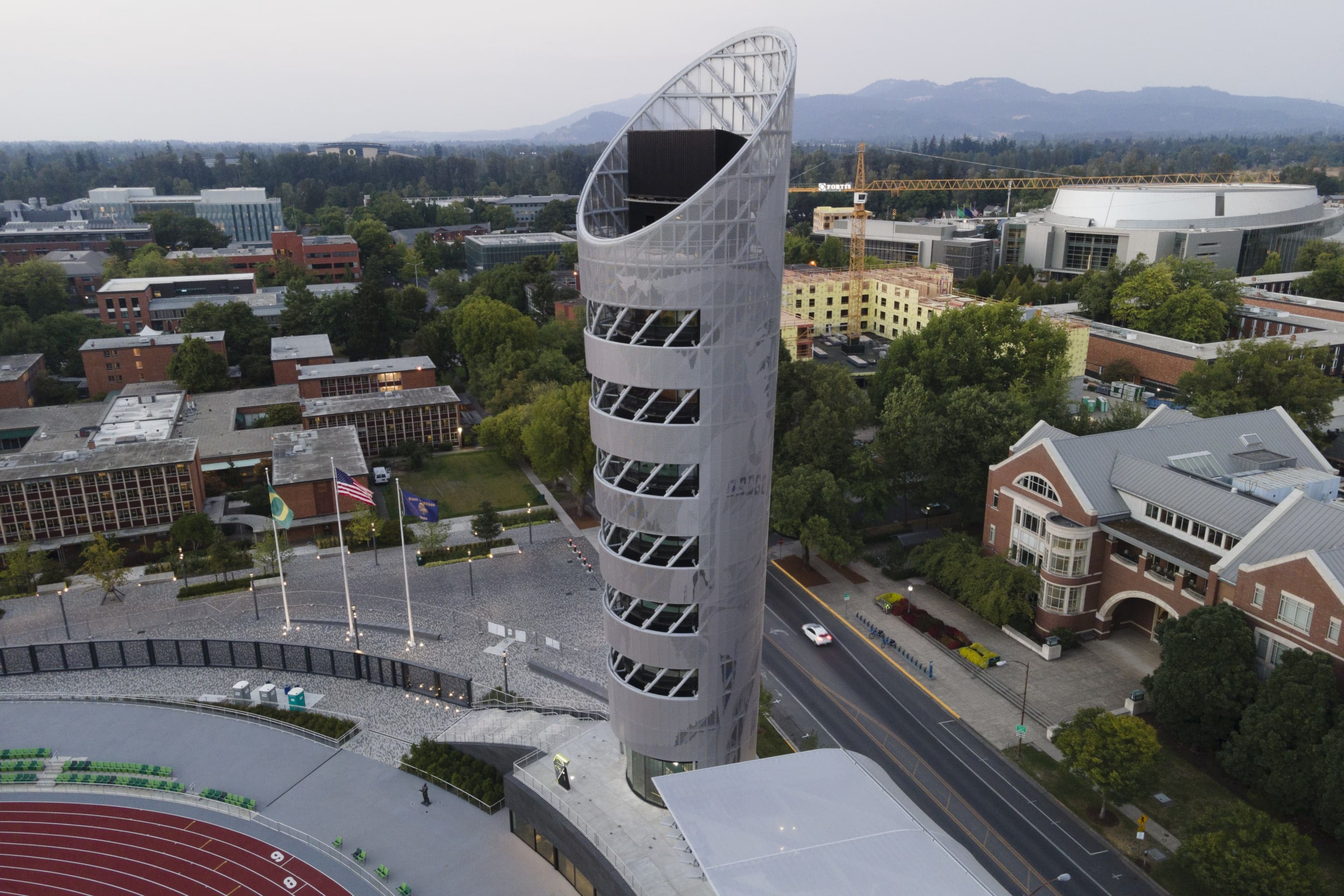 The 10-story Hayward Tower features an observation deck and multiple viewing areas.