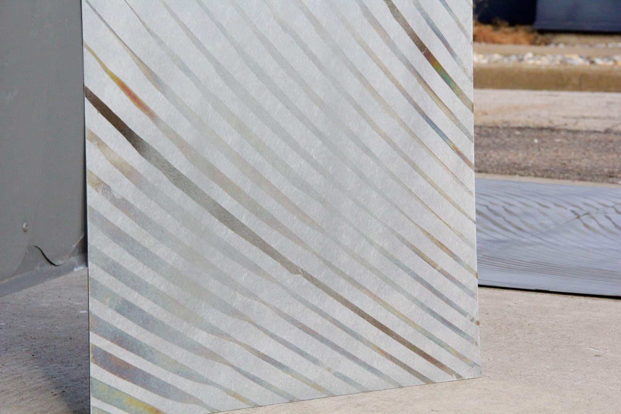 PRECISION PATINA SAMPLES – IRIDESCENT FINISH ON GALVANIZED STEEL - CLOSE-UP