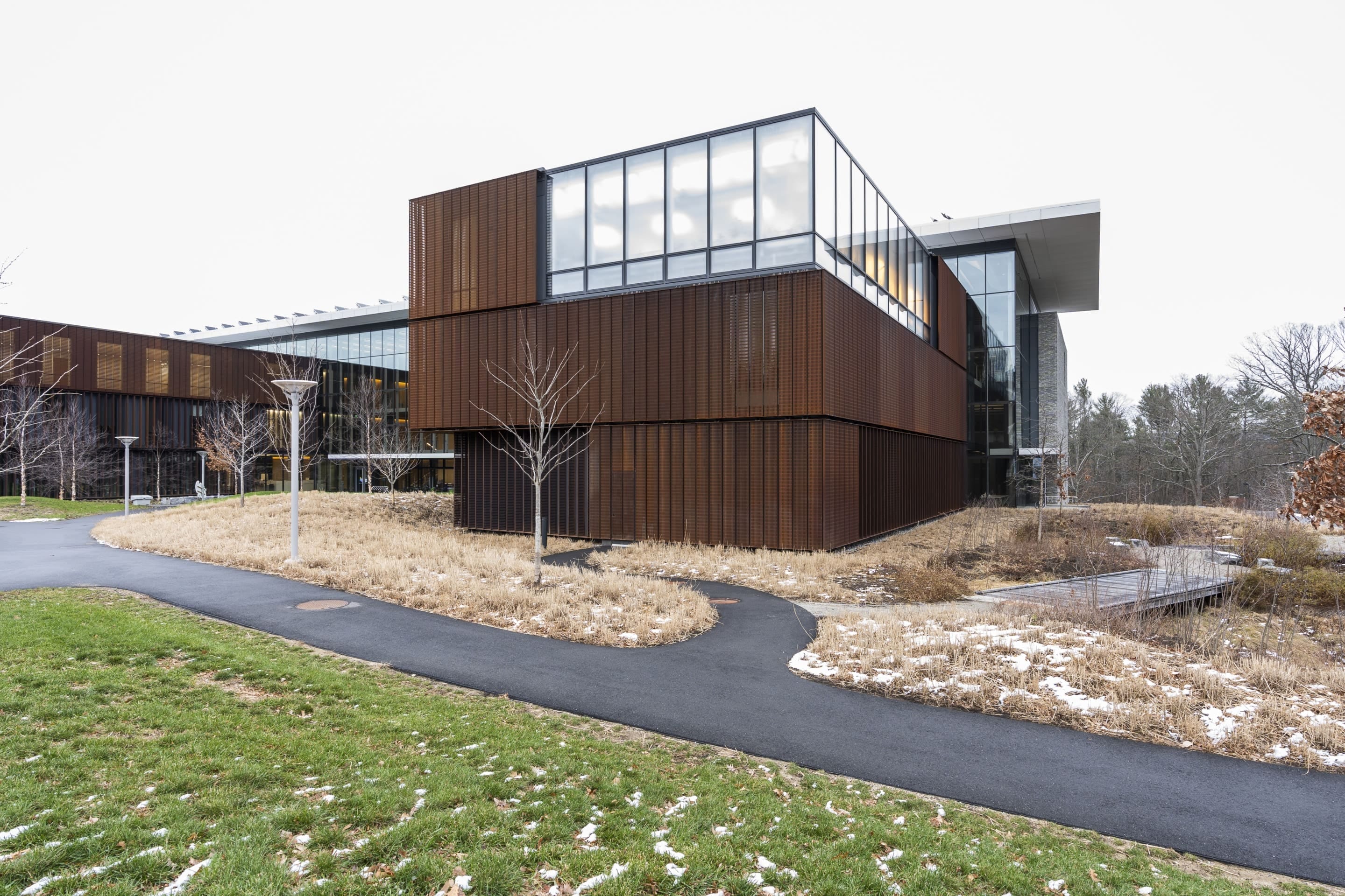 Custom perforated Solanum screen engineered, fabricated, and installed by Zahner