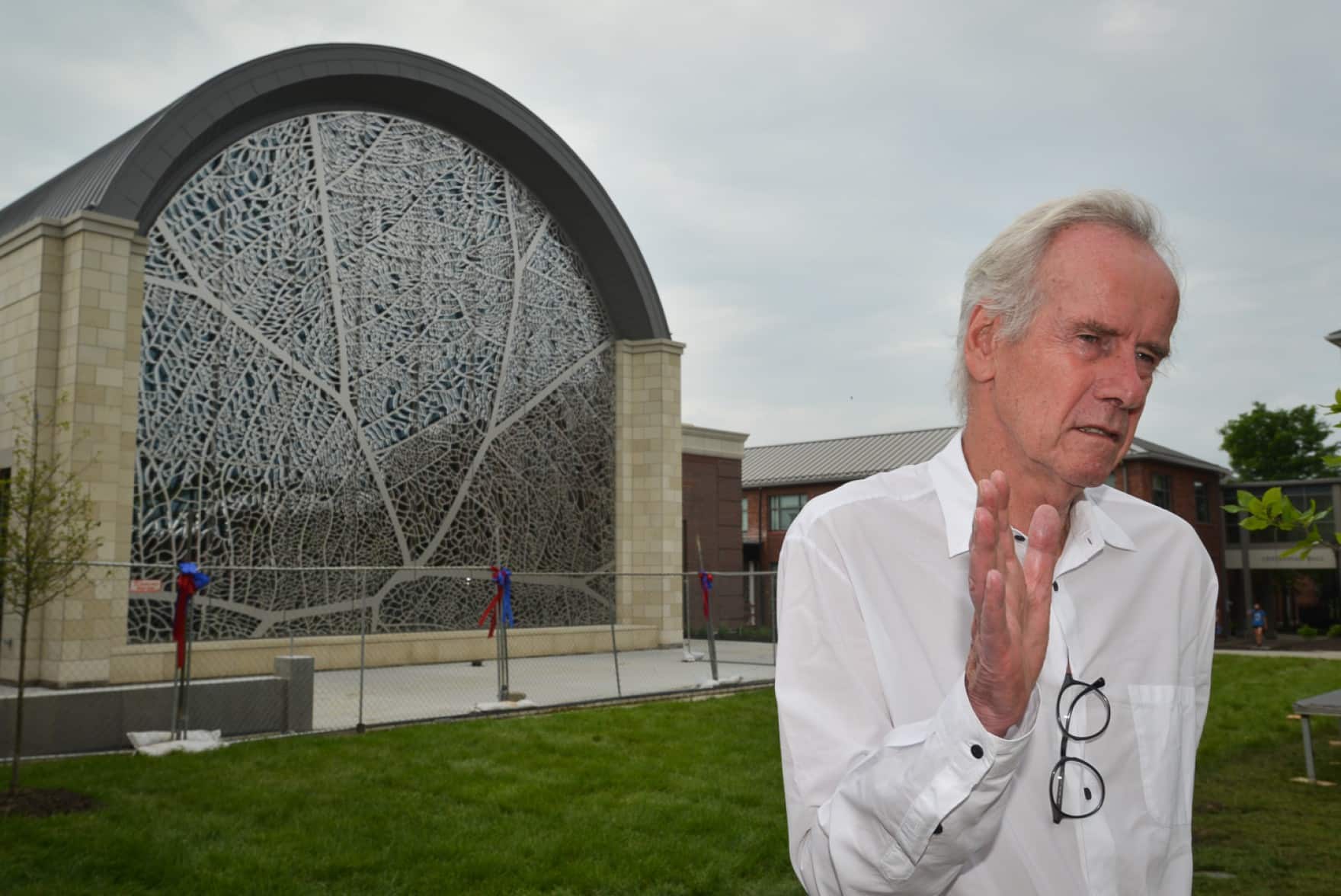 Artist Jan Hendrix discusses the stainless steel artwork he designed that adorns Pembroke Hill's new dining hall.