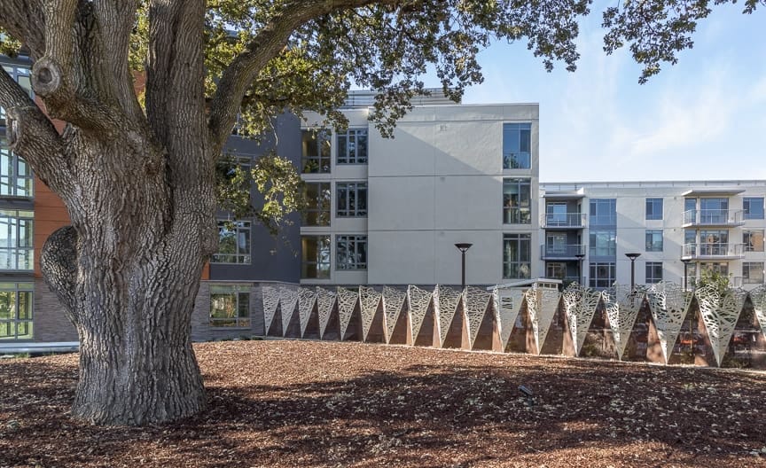 "In the Fold" art fence at Viamonte Senior Living Center in Walnut Creek, CA.